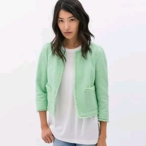 Zara tweed frayed jacket blazer nwt